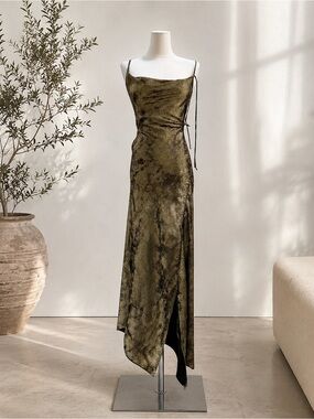 Black/gold slip dress